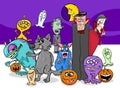 Halloween holiday cartoon monster characters group