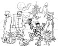 Halloween holiday cartoon spooky characters coloring book Royalty Free Stock Photo