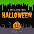 Halloween holiday celebration postcard, party announce, decorative card, background