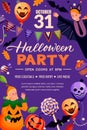 Halloween holiday frame, poster banner template. Party flyer invitation layout. Vector illustration Royalty Free Stock Photo