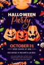 Halloween holiday poster banner template. Party flyer invitation layout. Vector illustration Royalty Free Stock Photo