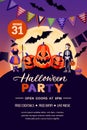 Halloween holiday poster banner template. Party flyer invitation layout. Vector illustration Royalty Free Stock Photo