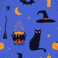 Halloween holiday seamless pattern. Royalty Free Stock Photo