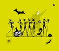 Halloween holiday, young witches for your design Royalty Free Stock Photo