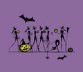 Halloween holiday, young witches for your design Royalty Free Stock Photo