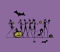 Halloween holiday, young witches for your design