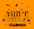 Halloween holiday, young witches for your design