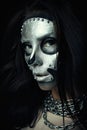 Beautiful girl model with black body with silver mask Royalty Free Stock Photo