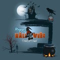 Halloween, holidays, template with scary moonlight scene Royalty Free Stock Photo