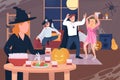 Halloween home party flat color vector illustration