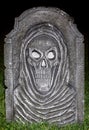 Halloween Hooded Skeleton Tombstone Decorating Yard at Night Royalty Free Stock Photo