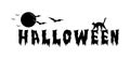 Halloween horizontal banner with vector inscription on white backdrop background. happy HALLOWEEN, wallet or life.