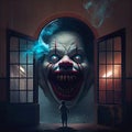 Halloween horror ghost devil clown head