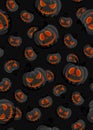 Halloween horror pumpkin jack-o lantern seamless pattern on black background. creepy halloween pumpkin pattern background.