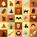 Halloween Icon Character and Object Set with Drop Shadows Royalty Free Stock Photo