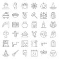Halloween icon set elements, thin line design Royalty Free Stock Photo