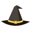 Halloween icon witch magic black hat on white