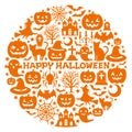 Halloween icons in circle. Royalty Free Stock Photo