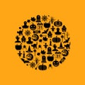 Halloween icons in circle Royalty Free Stock Photo