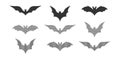 Halloween icons and decoration concept. Halloween black bats icon set. Bats Silhouettes on white background. Vector illustration Royalty Free Stock Photo