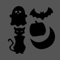 Halloween icons made on a gray background. These icons present specific Halloween things Royalty Free Stock Photo