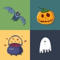 Halloween icons set, design elements, vector illustration Royalty Free Stock Photo