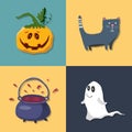 Halloween icons set, design elements, vector illustration Royalty Free Stock Photo