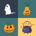 Halloween icons set, design elements, vector illustration Royalty Free Stock Photo