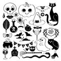 Halloween icons set - doodle style. Royalty Free Stock Photo