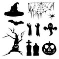 Halloween icons. Set of silhouettes for Halloween. Royalty Free Stock Photo