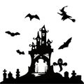 Halloween icons. Set of silhouettes for Halloween. Vector illustration on white background. Royalty Free Stock Photo