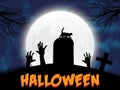 Halloween illustration with black cat on moon background. Check my portfolio for raster version. Royalty Free Stock Photo