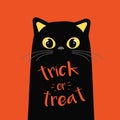 Halloween Illustration with a cat and message trick or treat -vector eps8