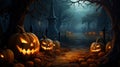 Halloween illustration graveyard