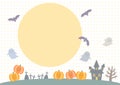 Halloween illustration. Halloween icons and full moon. White background with star pattern.