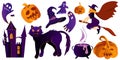 Set of  halloween different ellements on a white Background. Royalty Free Stock Photo