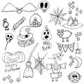 Halloween illustration vector collection. Cute clip art set in spooky theme. Autumn October holiday seasonal graphic elements Royalty Free Stock Photo