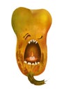 Halloween illustration of yawning pumpkin isolated