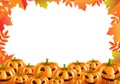 Halloween Illustrations With Pumpkins Border