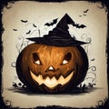 Halloween image featuring a whimsically carved pumpkin Royalty Free Stock Photo