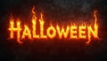 Halloween inscription from a fire burning in the night forest Royalty Free Stock Photo