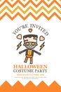halloween invitation card for costume night party cute kid cartoon character