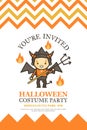 Halloween invitation card for costume night party cute kid