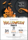 Halloween invitation party poster template. Use for greeting card, flyer, banner, poster, vector illustration Royalty Free Stock Photo