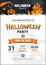 Halloween invitation party poster template. Use for greeting card, flyer, banner, poster, vector illustration Royalty Free Stock Photo