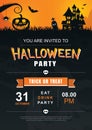 Halloween invitation party poster template. Use for greeting card, flyer, banner, poster, vector illustration Royalty Free Stock Photo