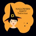Halloween invitation witch girl