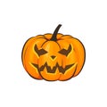 Halloween is isolated with a terrible pumpkin in a cartoon style on a white background. Vector Illustration on Halloween
