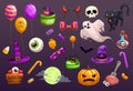 Halloween items set. Spooky elements for typography, game or web design.