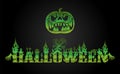 Halloween jack-o-lantern green and black background